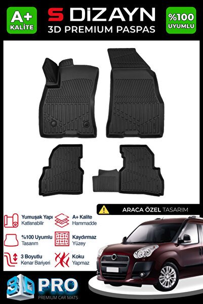 S-Dizayn Fiat Doblo Geniş Aile 3D Pro Havuzlu Paspas 2010-2022 A+ Kalite 3DS-SDZ055