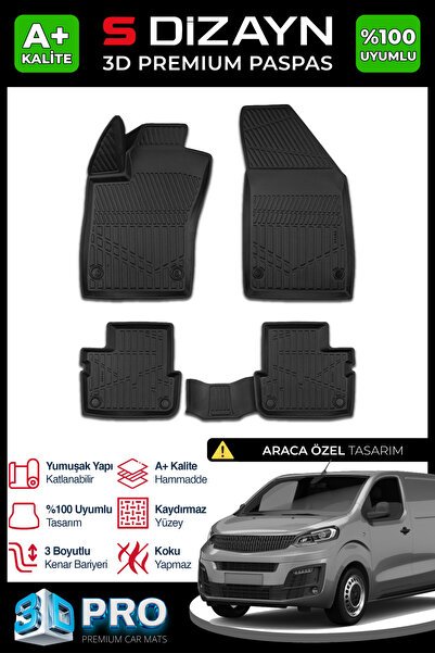 S-Dizayn Fiat Scudo 3D Pro Havuzlu Paspas 2022 Üzeri A+ Kalite 3DS-SDZ259