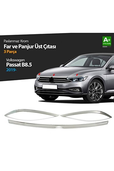 VW Passat B8.5 Krom Far Üzeri Çıta Seti 3 Parça 2019 ve Üzeri