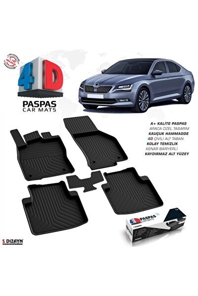 S-Dizayn Skoda Superb 4D Havuzlu Paspas 2015-2023 A+Kalite