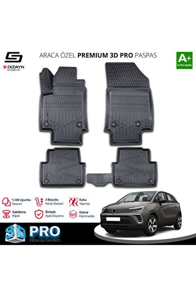 S-Dizayn Opel Crossland X 3D Pro Havuzlu Paspas 2020 Üzeri A+ Kalite