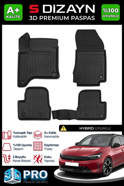 S-Dizayn Opel Corsa F Hybrid 1.2 3D Pro Havuzlu Paspas 2025 Üzeri A+ Kalite 3DS-SDZ372