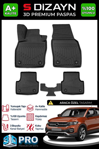 S-Dizayn VW T-Cross 3D Pro Havuzlu Paspas 2019 Üzeri A+ Kalite 3DS-SDZ063