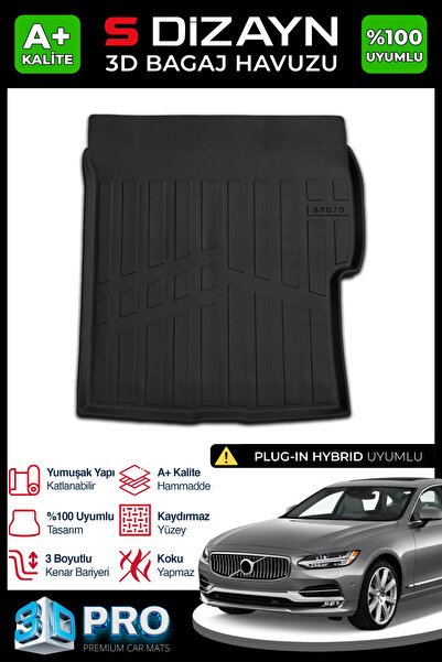 S-Dizayn Volvo S90 Plug-IN 3D Pro Bagaj Havuzu 2016 Üzeri A+ Kalite 3BH-SDZ617