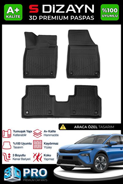 S-Dizayn Skoda Elroq 3D Pro Havuzlu Paspas 2024 Üzeri A+ Kalite 3DS-SDZ235