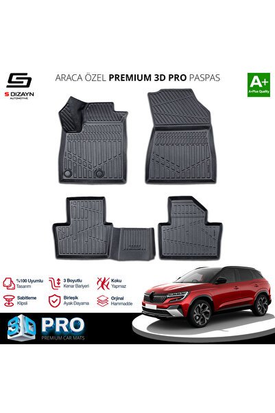 S-Dizayn Renault Austral Mild Hybrid 3D Pro Havuzlu Paspas 2023 Üzeri A+ Kalite