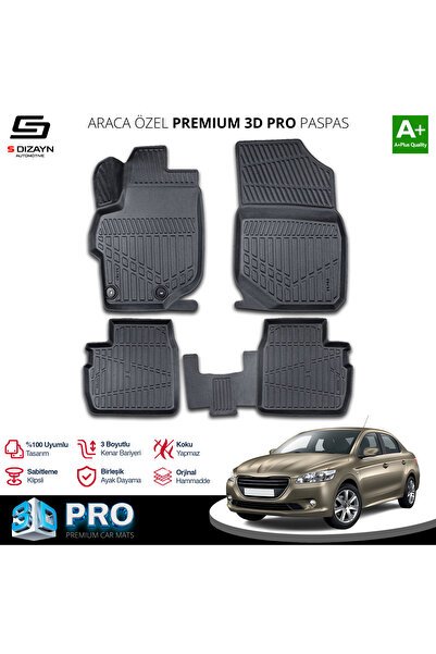 S-Dizayn Peugeot 301 3D Pro Havuzlu Paspas 2013 Üzeri A+ Kalite