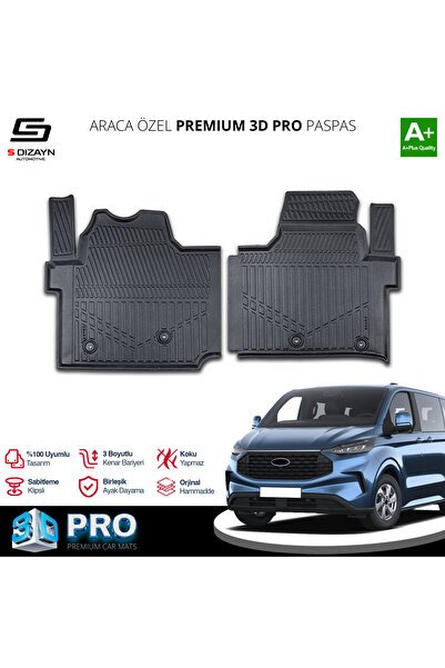 S-Dizayn Ford Tourneo Custom 3D Pro Havuzlu Paspas 2024 Üzeri A+ Kalite