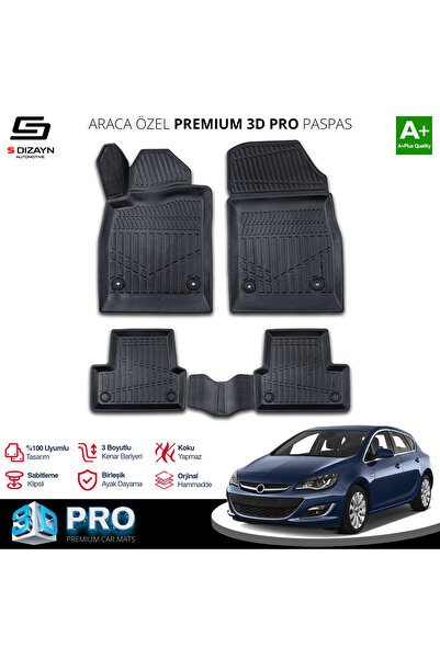 S-Dizayn Opel Astra J 3D Pro Havuzlu Paspas 2012-2020 Üzeri A+ Kalite