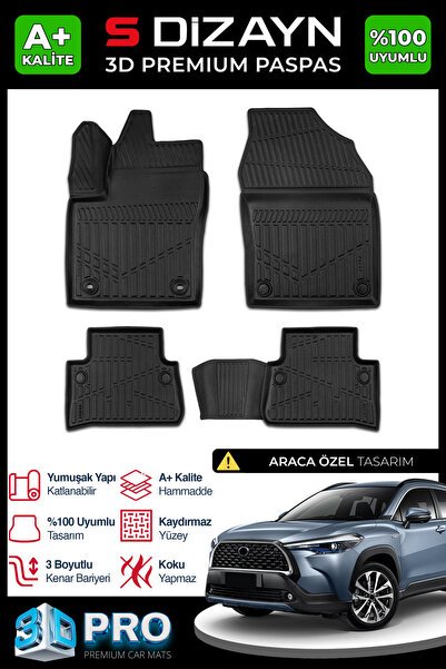 S-Dizayn Toyota Corolla Cross 3D Pro Havuzlu Paspas 2022 Üzeri A+ Kalite 3DS-SDZ121