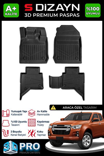 S-Dizayn Isuzu D-Max 3D Pro Havuzlu Paspas 2019 Üzeri A+ Kalite 3DS-SDZ226