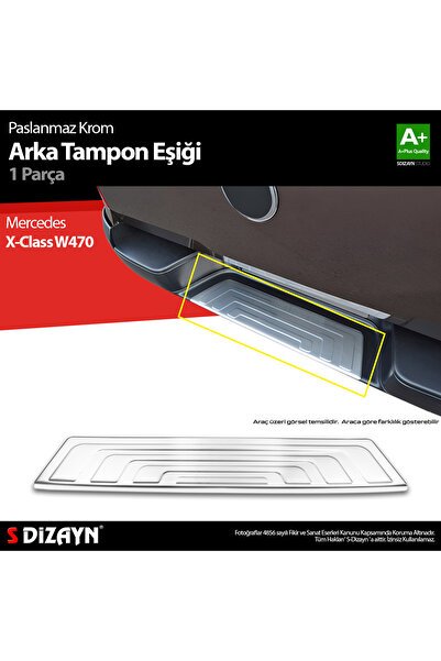 S-Dizayn Mercedes X-Class Krom Arka Tampon Eşiği 2017 Üzeri A+ Kalite 6533020