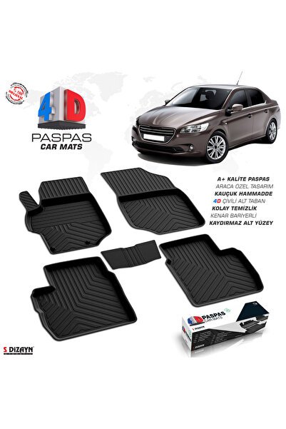 S-Dizayn Peugeot 301 4D Havuzlu Paspas 2012-2017 A+Kalite 4DS-84923-A