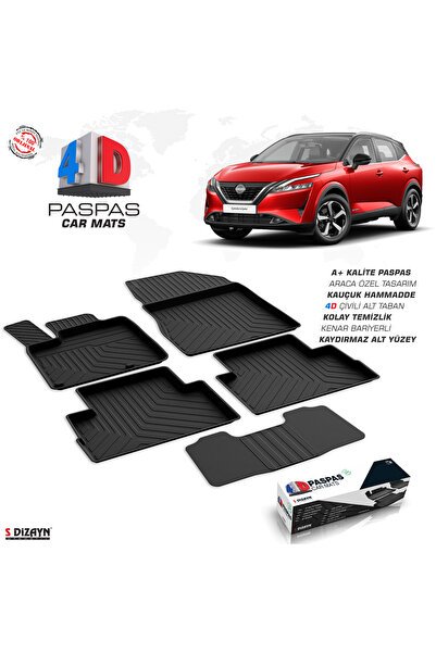 S-Dizayn Nissan Qashqai 3 E-Power Elektrikli 4D Havuzlu Paspas 2021-2024 A+Kalite 4DS-20052