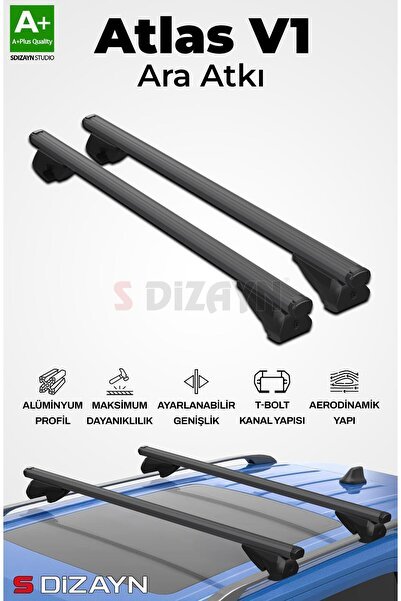 S-Dizayn Lada Largus S-Bar Atlas V1 Ara Atkı Tavan Taşıyıcı Barı Siyah 110 Cm 2012-2020 A+ Kalite AT