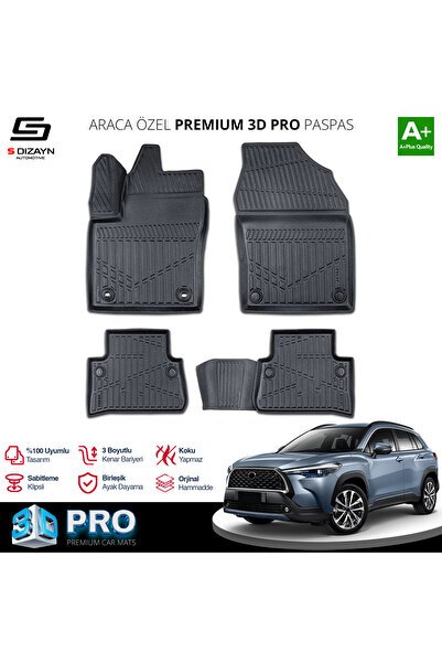 S-Dizayn Toyota Corolla Cross 3D Pro Havuzlu Paspas 2022 Üzeri A+ Kalite