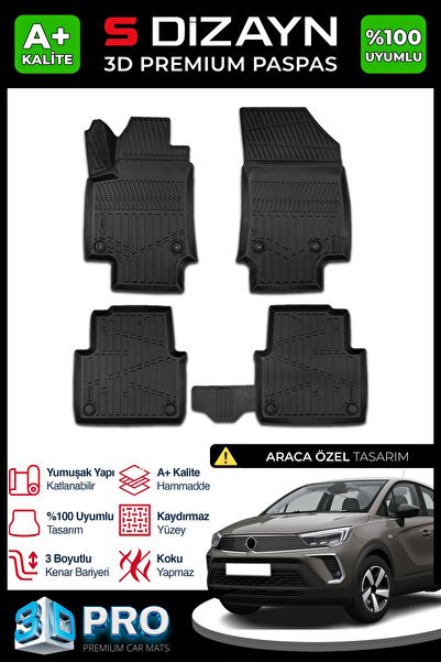 S-Dizayn Opel Crossland 3D Pro Havuzlu Paspas 2020 Üzeri A+ Kalite 3DS-SDZ102