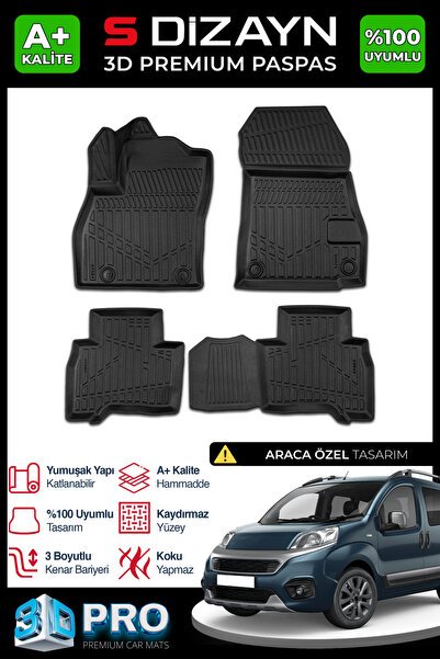 S-Dizayn Fiat Fiorino 3D Pro Havuzlu Paspas 2020 Üzeri A+ Kalite 3DS-SDZ192