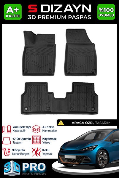 S-Dizayn Cupra Born 3D Pro Havuzlu Paspas 2021 Üzeri A+ Kalite 3DS-SDZ234