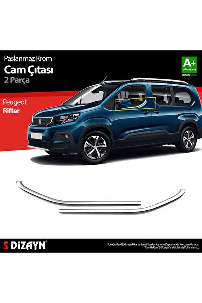 S-Dizayn Peugeot Rifter Krom Cam Çıtası 2 Prç. 2019 Üzeri A+ Kalite 6918061