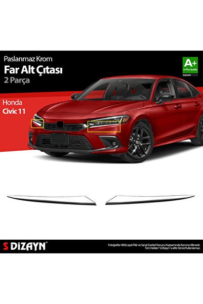 S-Dizayn Honda Civic Krom Far Alt Çıtası 2 Prç. 2021 Üzeri A+ Kalite 6215088