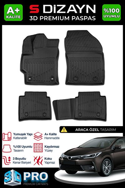 S-Dizayn Toyota Corolla 3D Pro Havuzlu Paspas 2019 Üzeri A+ Kalite 3DS-SDZ061