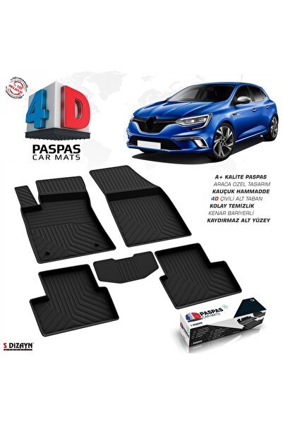 S-Dizayn Renault Megane 4 HB 4D Havuzlu Paspas 2016-2020 A+Kalite