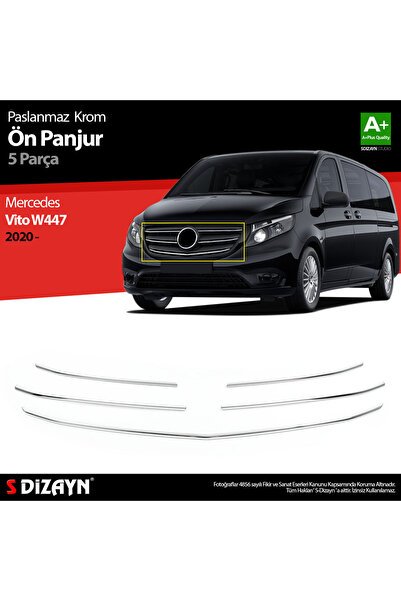 S-Dizayn Mercedes Vito W447 Krom Ön Panjur 5 Prç. 2020-2024 A+ Kalite 6532182