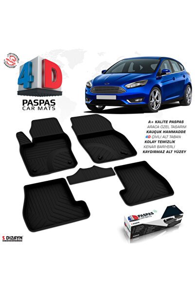 S-Dizayn Ford Focus 3 Makyajlı HB 4D Havuzlu Paspas 2015-2018 A+Kalite 4DS-87143-A