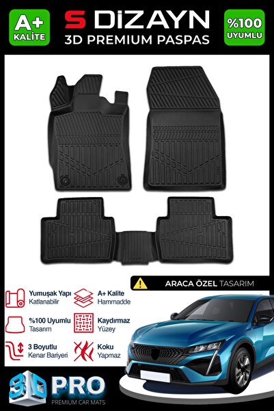 S-Dizayn Peugeot 408 3D Pro Havuzlu Paspas 2023 Üzeri A+ Kalite 3DS-SDZ035