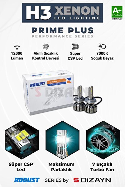S-Dizayn Prime Plus H3 Led Xenon / 45W / 12000 LM / 7000K A+ Kalite RLX2006