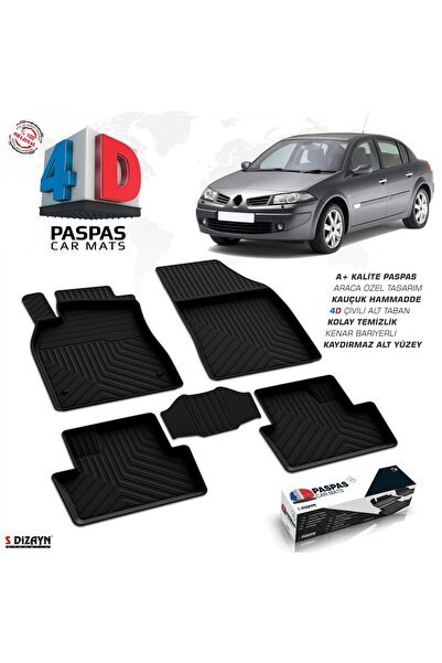 S-Dizayn Renault Megane 2 SD 4D Havuzlu Paspas 2002-2008 A+Kalite