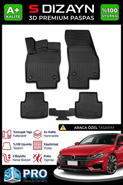 S-Dizayn VW Arteon 3D Pro Havuzlu Paspas 2017 Üzeri A+ Kalite 3DS-SDZ350