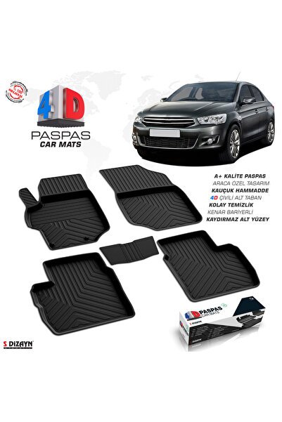 S-Dizayn Citroen C-Elysee 4D Havuzlu Paspas 2013-2017 A+Kalite 4DS-84923