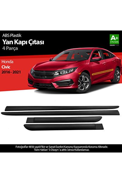 S-Dizayn Honda Civic ABS Plastik Yan Kapı Koruma Çıtası 2016-2021 A+ Kalite PLY-6213