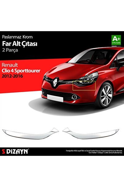 S-Dizayn Renault Clio 4 Sporttourer Krom Far Alt Çıtası 2 Prç. 2012-2016