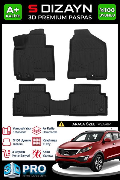 S-Dizayn Kia Sportage 3D Pro Havuzlu Paspas 2011-2015 A+ Kalite 3DS-SDZ369