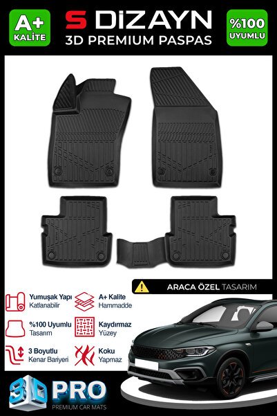 S-Dizayn Fiat Egea Hybrid 3D Pro Havuzlu Paspas 2020 Üzeri A+ Kalite 3DS-SDZ024