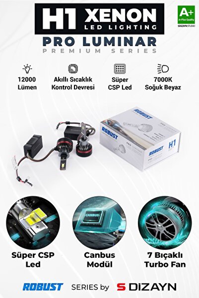 S-Dizayn Pro Luminar H1 Led Xenon / 60W / 12000LM / 7000K A+ Kalite RLX1050