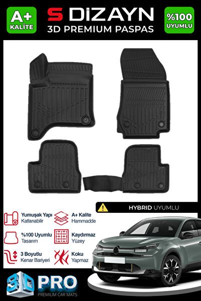 S-Dizayn Citroen C4 Hybrid 3D Pro Havuzlu Paspas 2025 Üzeri A+ Kalite 3DS-SDZ287
