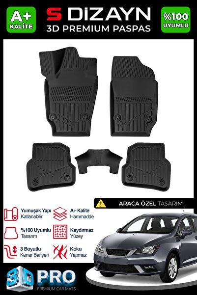 S-Dizayn Seat Ibiza 3D Pro Havuzlu Paspas 2002-2008 A+ Kalite 3DS-SDZ292