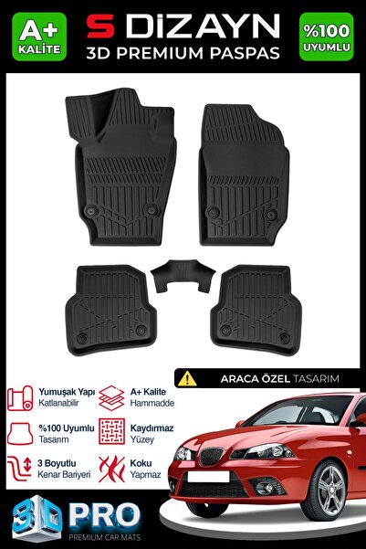 S-Dizayn Seat Ibiza 3D Pro Havuzlu Paspas 2008-2017 A+ Kalite 3DS-SDZ293