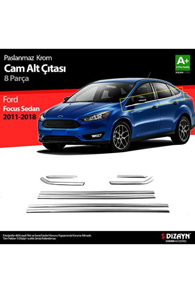 S-Dizayn Ford Focus 3 SD Krom Cam Çıtası 8 Prç 2011-2018 5911062