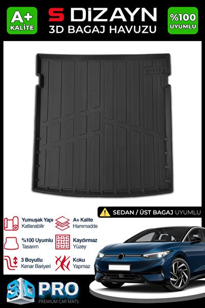 S-Dizayn VW ID7 3D Pro Bagaj Havuzu Üst Bagaj 2023 Üzeri A+ Kalite 3BH-SDZ286