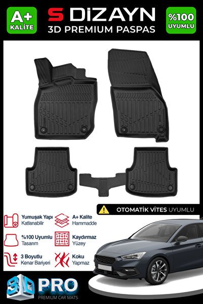 S-Dizayn Seat Leon 4 Otomatik 3D Pro Havuzlu Paspas 2021 Üzeri A+ Kalite 3DS-SDZ137