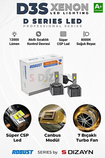 S-Dizayn D3S Led Xenon / 60W / 12000 LM / 8000K A+ Kalite RLX3003