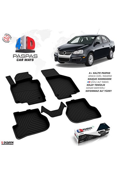 S-Dizayn VW Jetta 4D Havuzlu Paspas 2005-2010 A+Kalite 4DS-82293-C