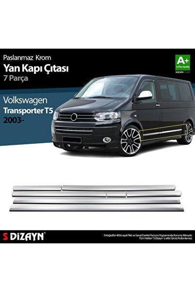 S-Dizayn VW T5 Transporter Krom Yan Kapı Çıtası 7 Prç 2003-2010 (U.Ş) 7626141