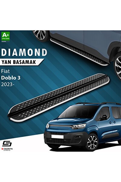 S-Dizayn Fiat Doblo 3 Diamond Krom Yan Basamak 203 Cm 2023 Üzeri A+ Kalite