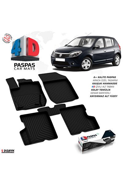 S-Dizayn Dacia Sandero 4D Havuzlu Paspas 2008-2013 A+Kalite 4DS-01803